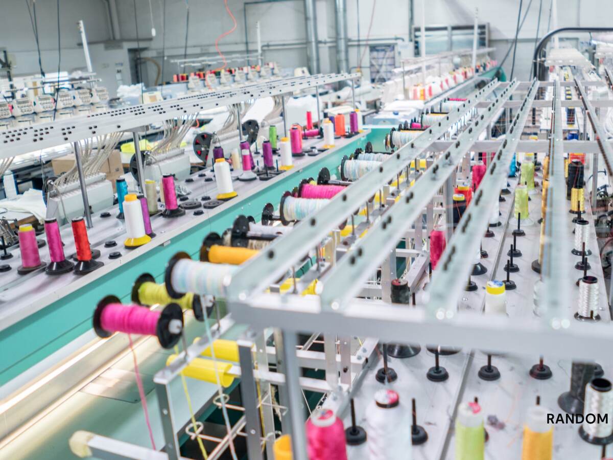 Embroidery machine at a clothing factory.